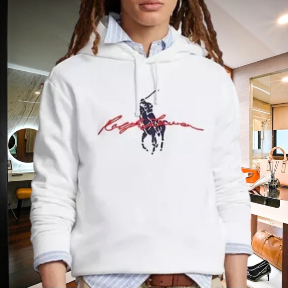 Polo Ralph Lauren Men's Big & Tall  Hoodie XL TALL Pony White Sweatshirt
